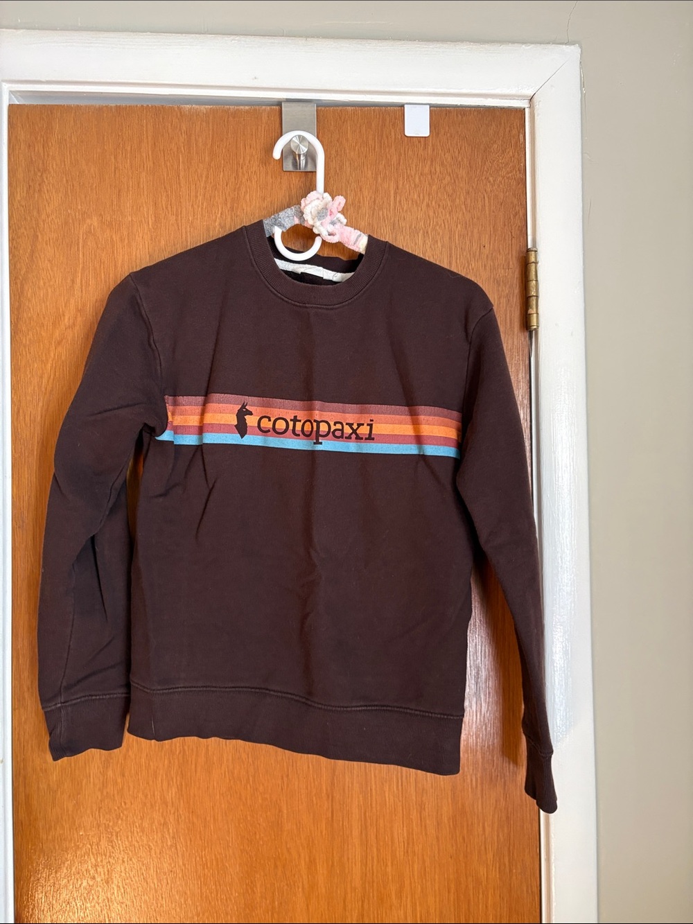 cotopaxi Brown Crewneck Sweatshirt with Multicolor Stripes